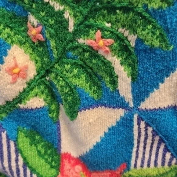 Portraits‎ XL Hand Embroidered VTG Sweater SS Coastal Grandma Beach - Picture 4 of 8